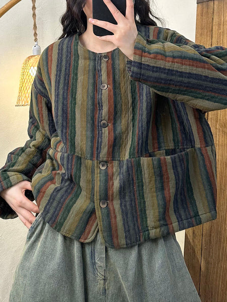 Women Autumn Artsy Irregular Dot Cotton Linen Coat BA1002 Genistyle Shop