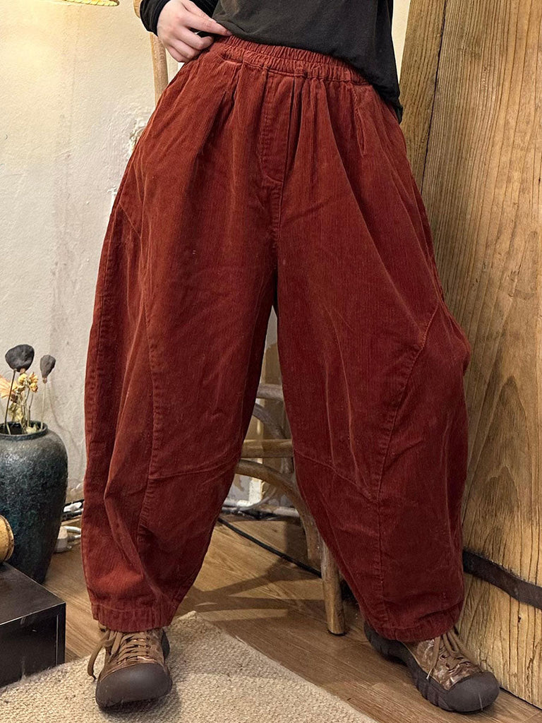 Women Autumn Retro Corduroy Solid Harem Pants BA1005 Genistyle Shop