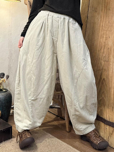 Women Autumn Retro Corduroy Solid Harem Pants BA1005 Genistyle Shop