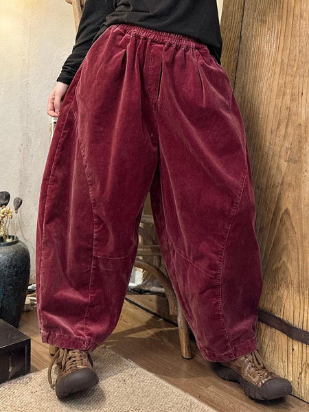 Women Autumn Retro Corduroy Solid Harem Pants BA1005 Genistyle Shop