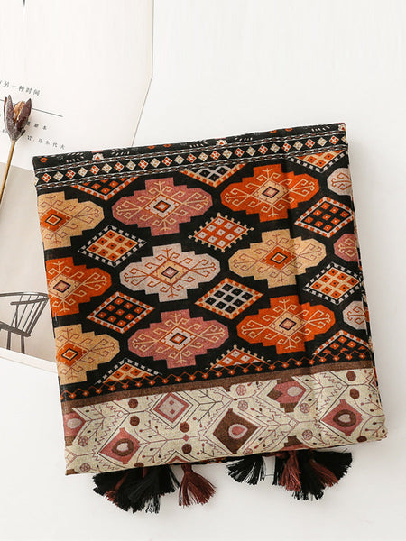 Women Bohemia Print Tassel Travel Shawl Scarf BA1043 Genistyle Shop
