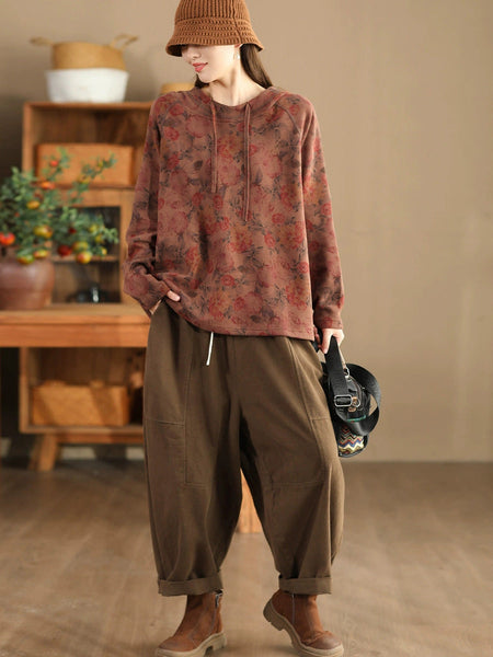 Women Autumn Retro Cotton Spliced Loose Solid Harem Pants BA1034 Genistyle Shop