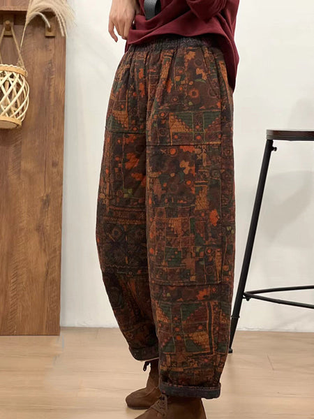 Women Autumn Retro Cotton Plaid Patch Straight Pants BA1061 Genistyle Shop