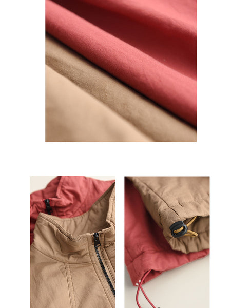 Women Retro Solid Stand Collar Cotton Vest Coat WG019 BUYKUD