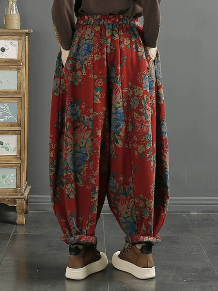 Women Autumn Retro Flower Cotton Bloomers WG026 BK