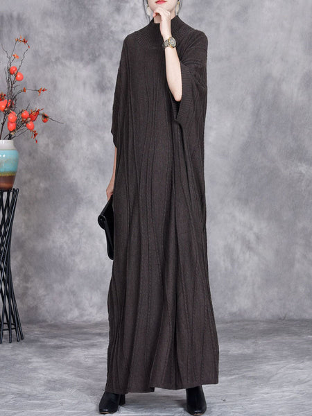 Women Autumn Artsy Jacquard Knitted Half-Turtleneck Dress BA1058 Genistyle Shop