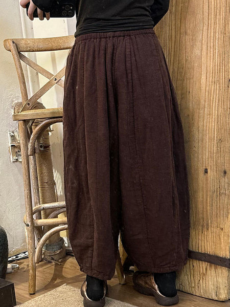 Women Autumn Vintage Solid Spliced Linen Harem Pants BA1066 Genistyle Shop