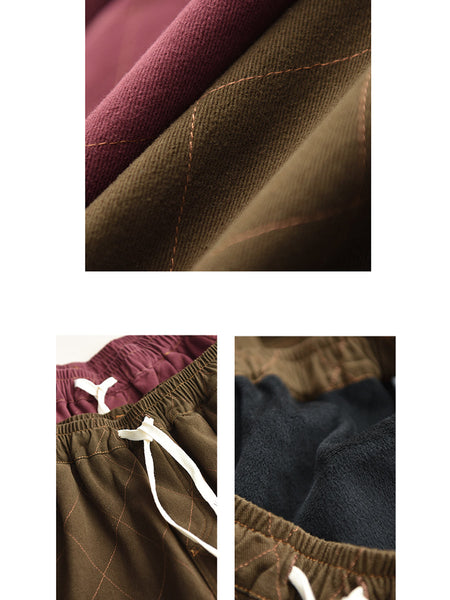 Women Autumn Vintage Solid Rhomboid Cotton Harem Pants WG013 BK