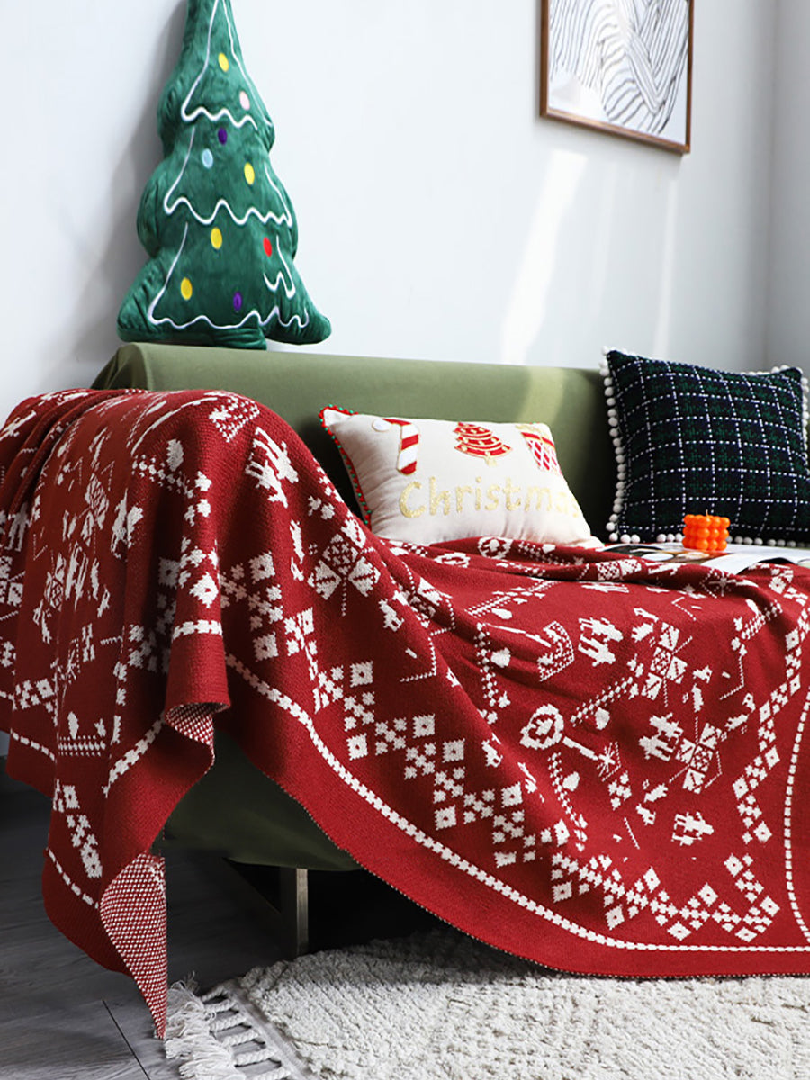 Chirstmas Winter Cartoon Knit Soft Blanket QN011 BUYKUD
