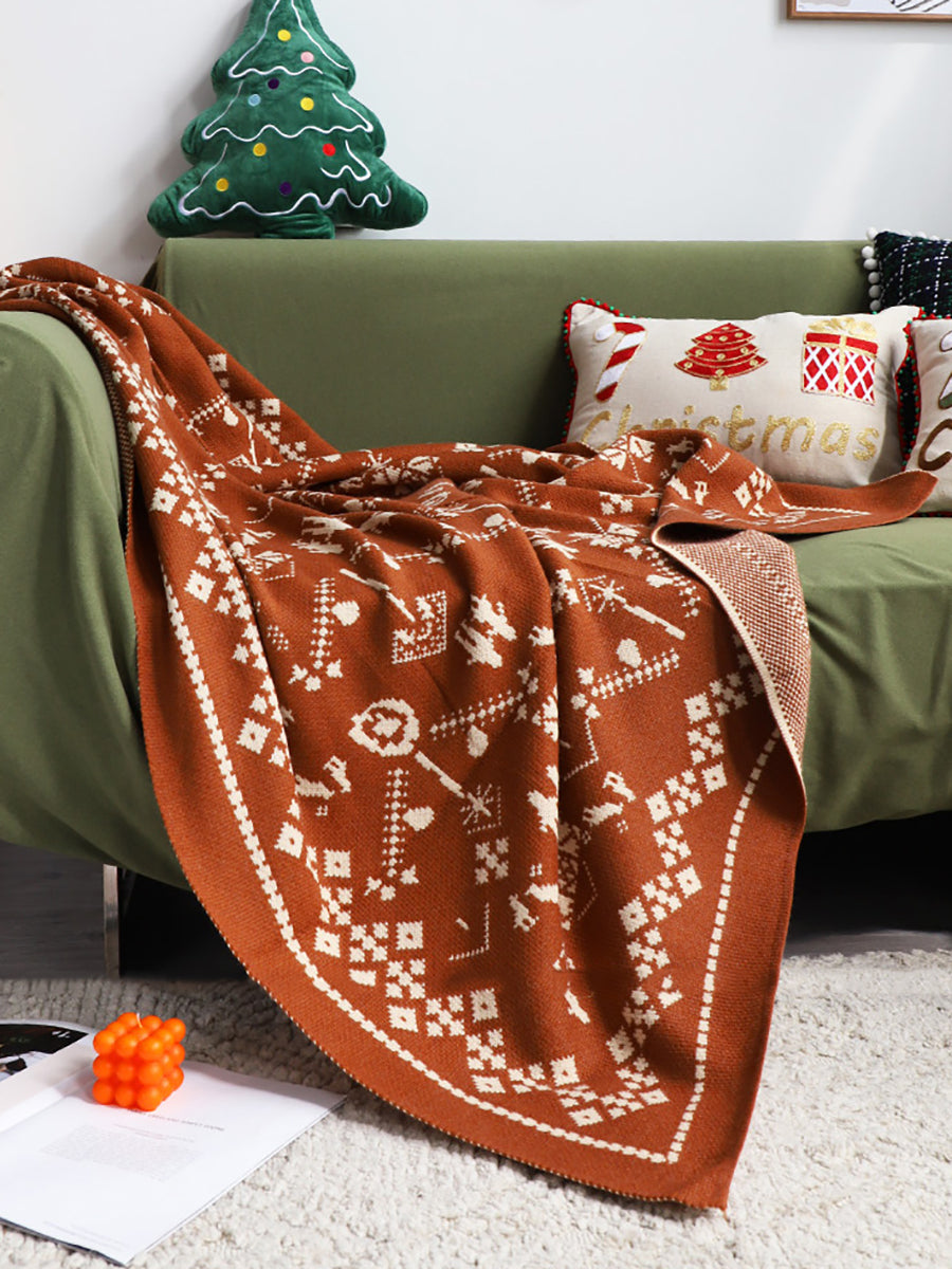 Chirstmas Winter Cartoon Knit Soft Blanket QN011 BUYKUD