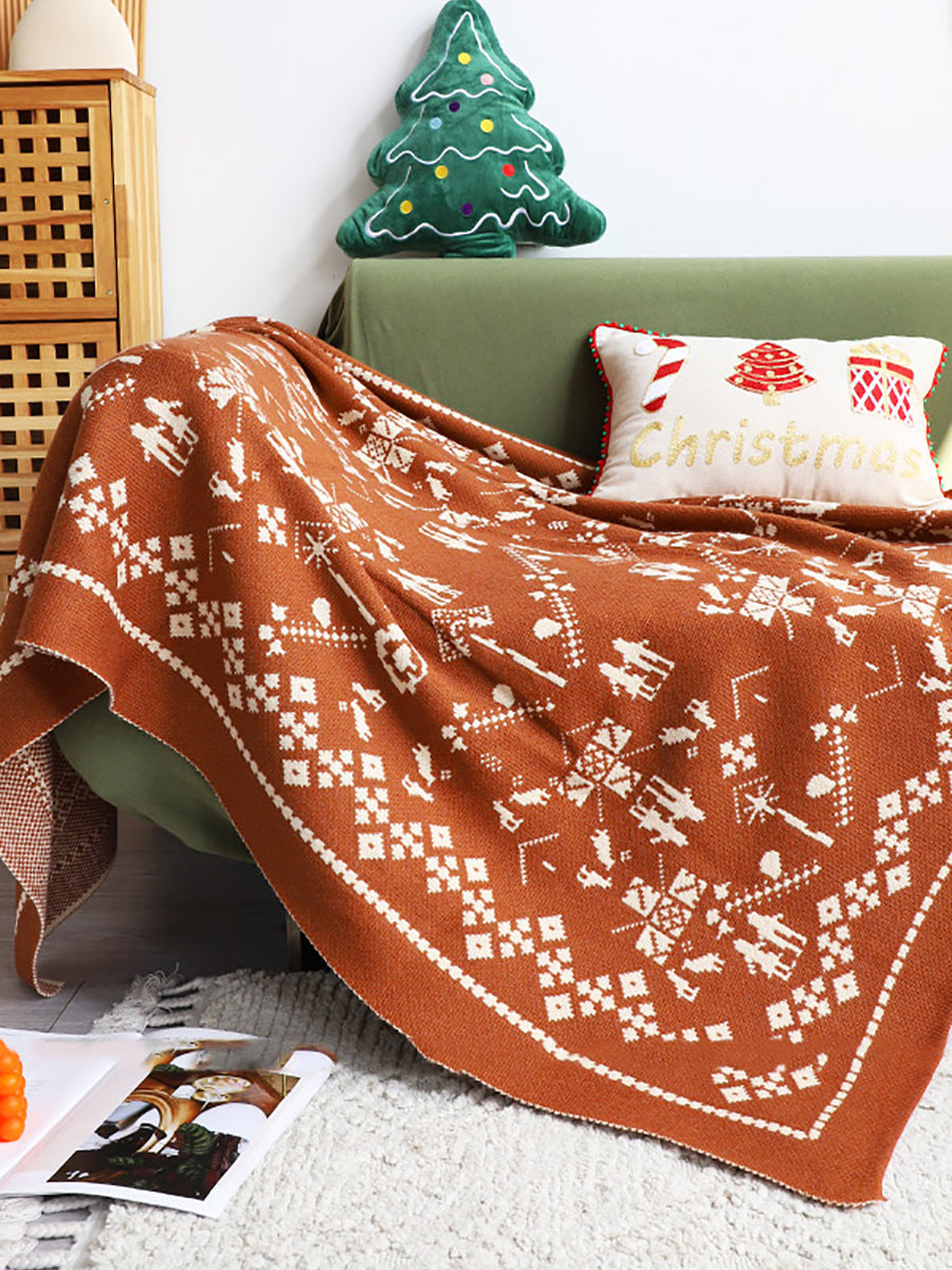Chirstmas Winter Cartoon Knit Soft Blanket QN011 BUYKUD