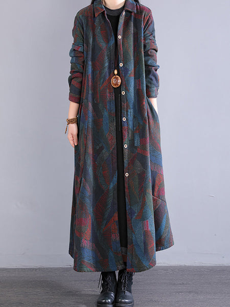 Women Winter Casual Colorblock 100%Cotton Long Coat QM015 BK