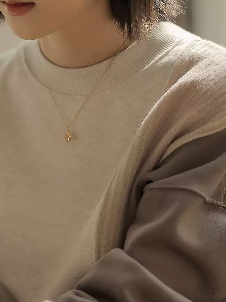 Women Winter Artsy Colorblock Loose Knit Sweater Dress QM016 BK