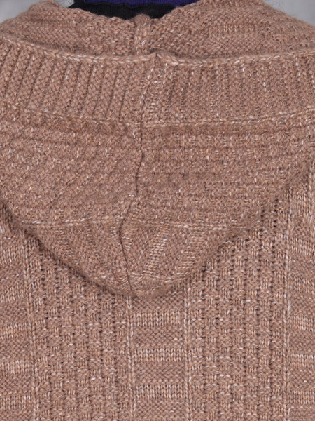 Women Autumn Artsy Solid Knit Cardigan Hooded Vest Coat QM008 BK