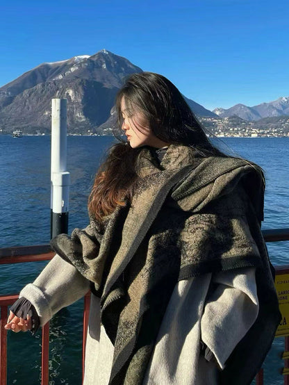 Women Retro Winter Colorblock Shawl Scarf QM004 YWRS