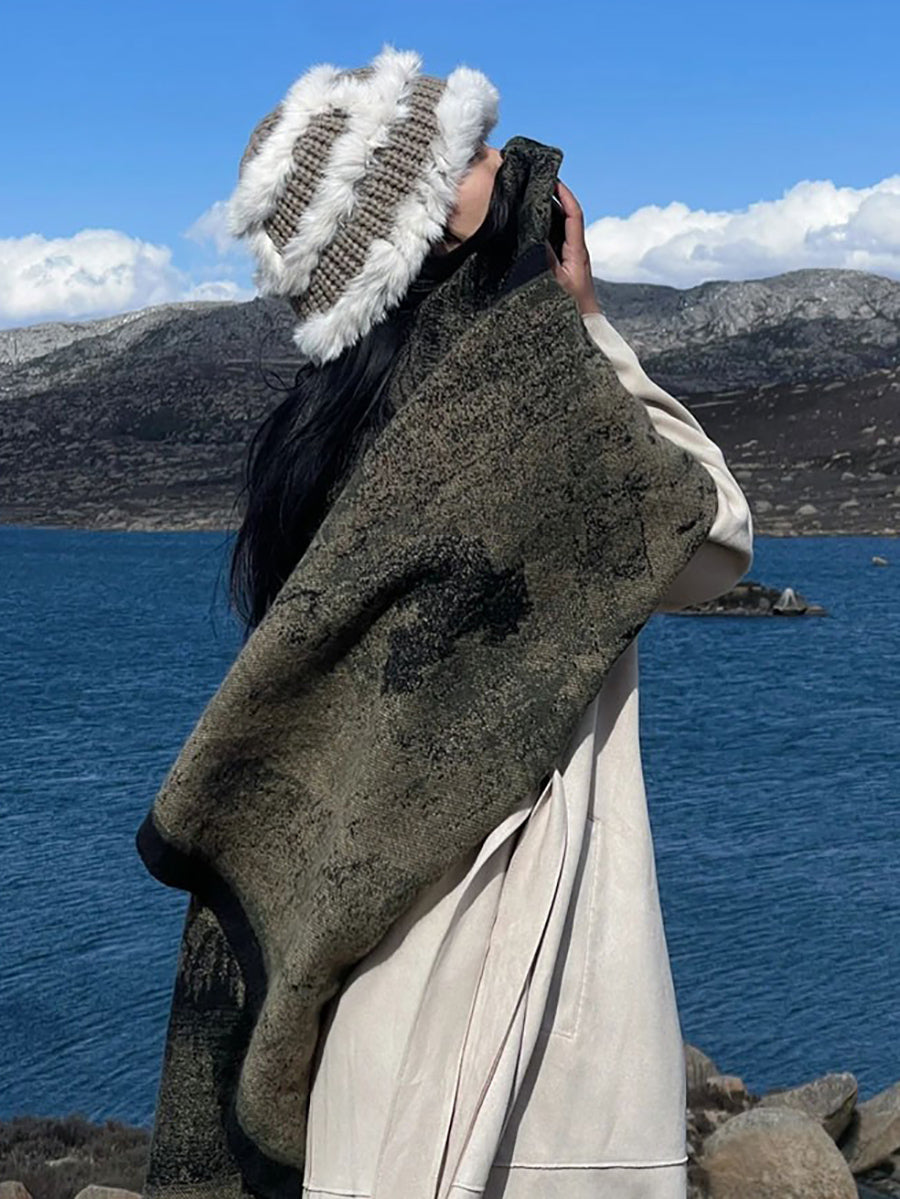 Women Retro Winter Colorblock Shawl Scarf QM004 YWRS