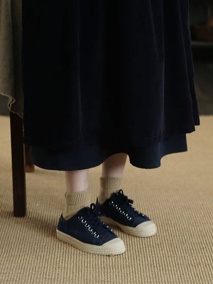 Women Autumn Casual Solid Corduroy O-Neck Dress WU011 BK