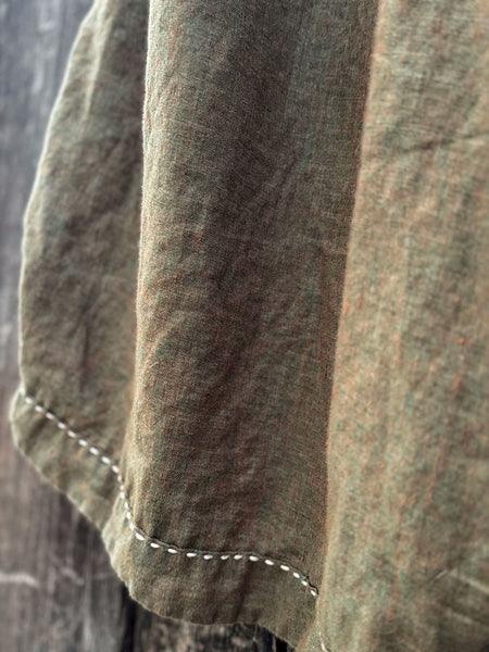 Women Autumn Retro Solid Linen Wide-leg Pants WU001 BK