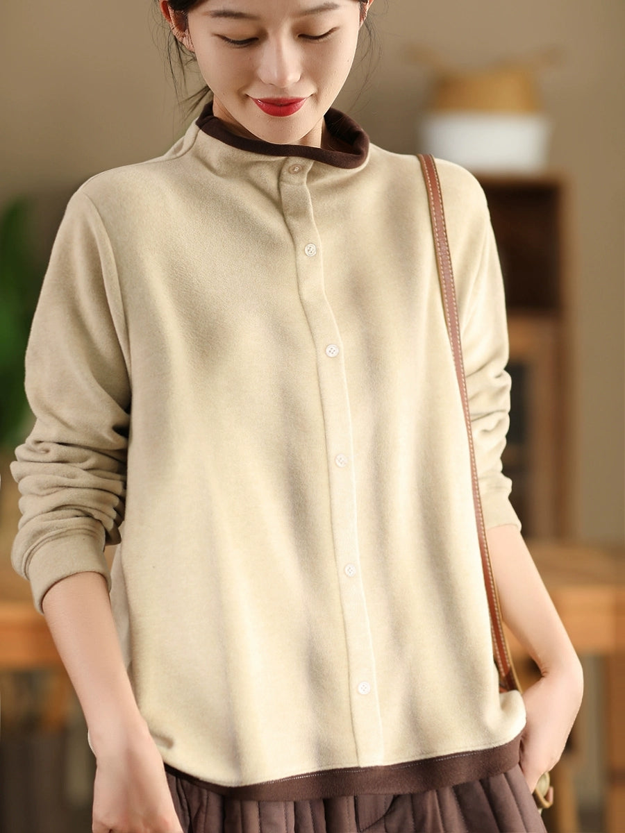 Women Winter Casual Colorblock Half-Turtleneck Sweatshirt WU015 BK