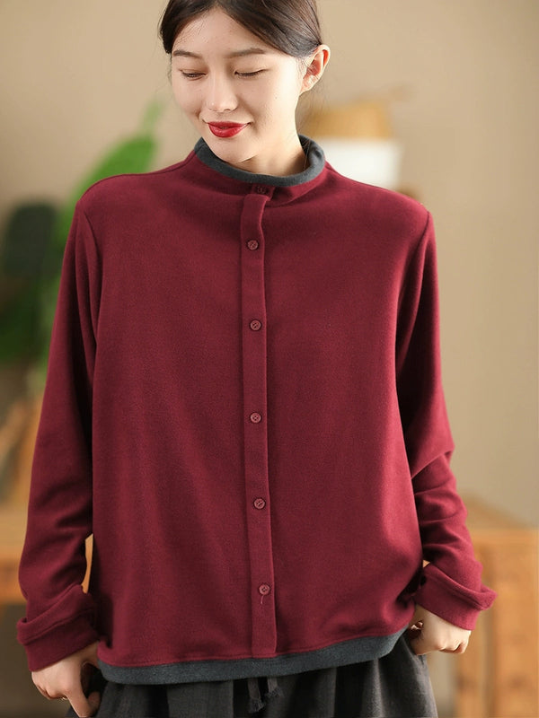 Women Winter Casual Colorblock Half-Turtleneck Sweatshirt WU015 BK