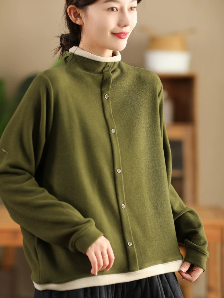 Women Winter Casual Colorblock Half-Turtleneck Sweatshirt WU015 BK