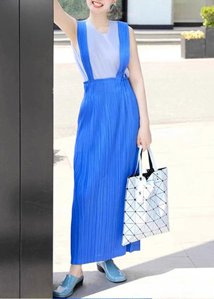 Tank Dress Wrinkled Blue 2025 Summer Set And Top FashionChic