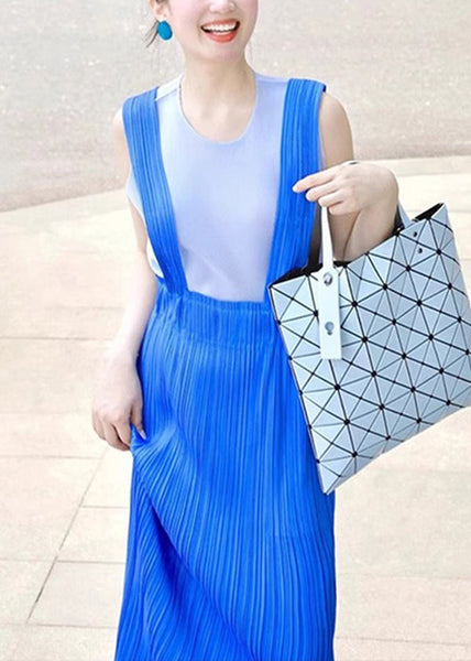 Tank Dress Wrinkled Blue 2025 Summer Set And Top FashionChic