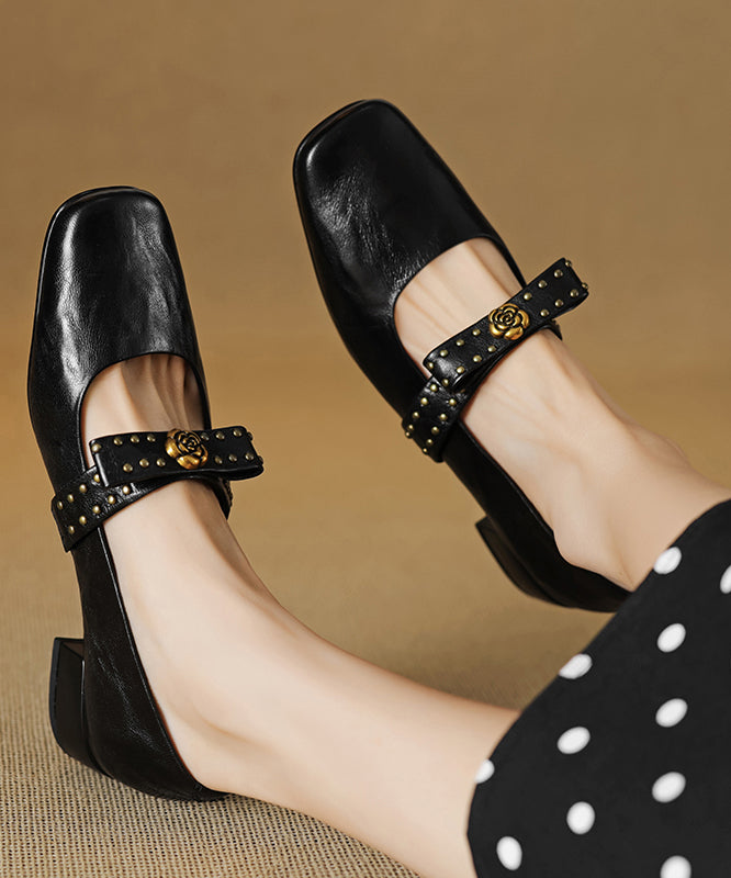 Bow Sheepskin Black Rivet 2025 Loafer Chunky Splicing Shoes FashionChic