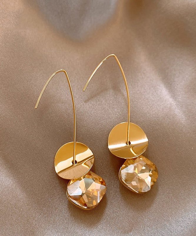 Sequins Zircon Gold Copper Drop Earrings 2025 Alloy FashionChic