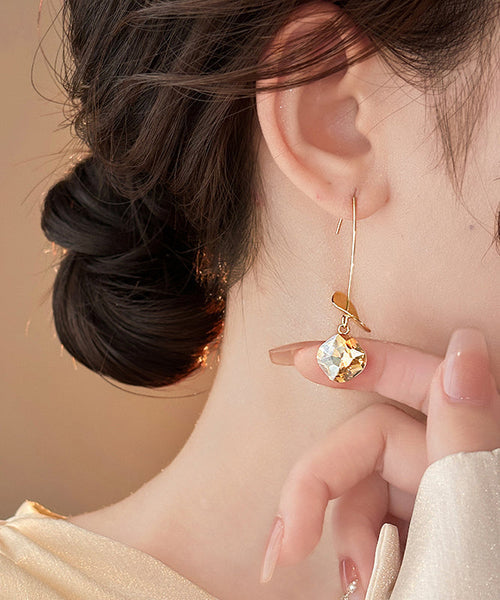 Sequins Zircon Gold Copper Drop Earrings 2025 Alloy FashionChic