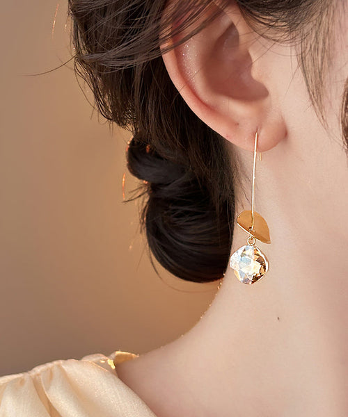 Sequins Zircon Gold Copper Drop Earrings 2025 Alloy FashionChic