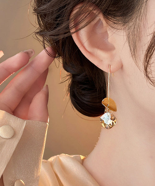 Sequins Zircon Gold Copper Drop Earrings 2025 Alloy FashionChic