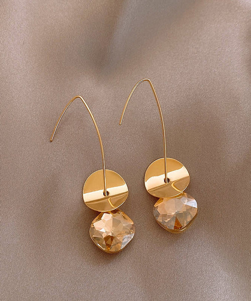 Sequins Zircon Gold Copper Drop Earrings 2025 Alloy FashionChic
