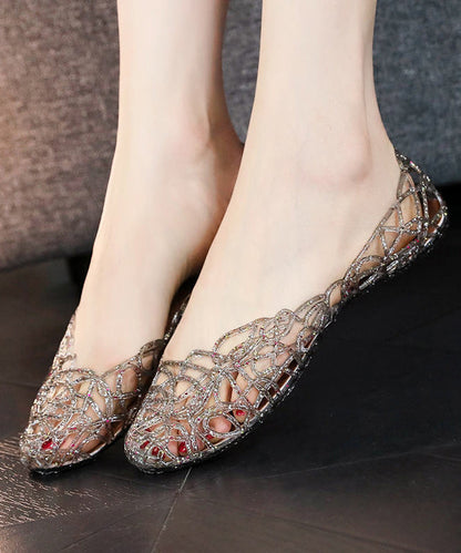 New Out Hollow Flat Sandals 2025 Black FashionChic