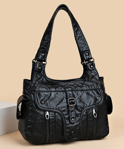 Shoulder Capacity Calf 2025 New Black Large Bag Leather FashionChic