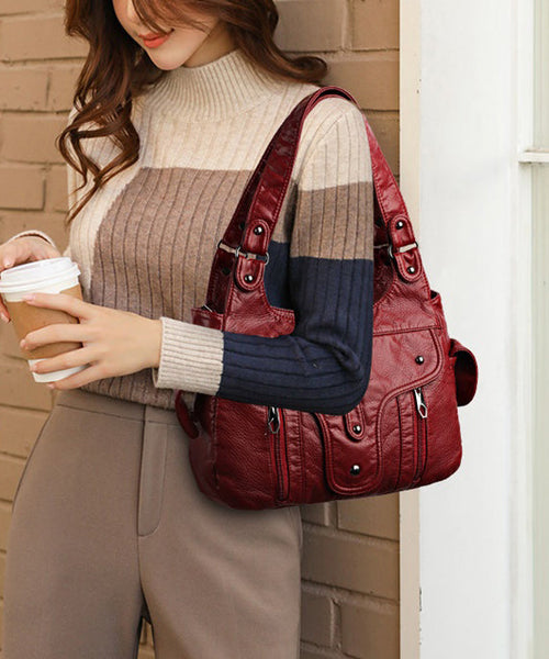 Shoulder Capacity Calf 2025 New Black Large Bag Leather FashionChic