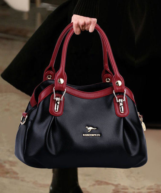Calf New Tote Solid Bag Leather 2025 Versatile Durable Black Red FashionChic