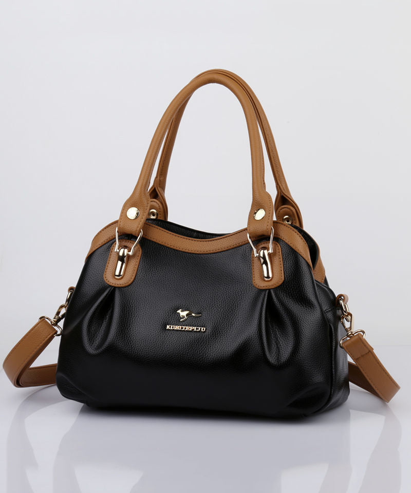 Calf New Tote Solid Bag Leather 2025 Versatile Durable Black Red FashionChic