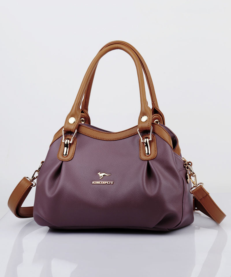 Calf New Tote Solid Bag Leather 2025 Versatile Durable Black Red FashionChic