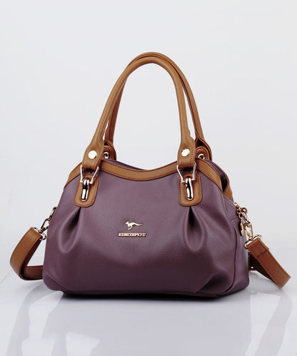 Calf New Tote Solid Bag Leather 2025 Versatile Durable Black Red FashionChic