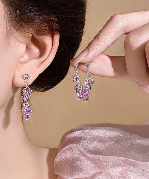 Crystal Blue Copper Earrings Alloy New 2025 Hoop FashionChic