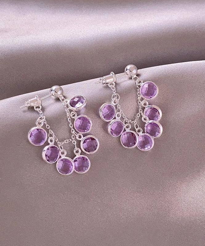 Crystal Blue Copper Earrings Alloy New 2025 Hoop FashionChic