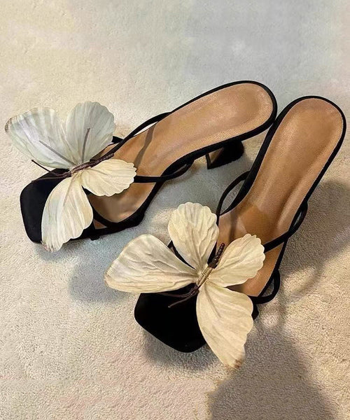 High Bow 2025 Sandals Square Slide Toe Heels Flower New FashionChic