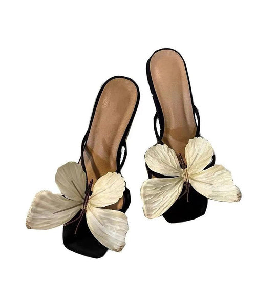 High Bow 2025 Sandals Square Slide Toe Heels Flower New FashionChic