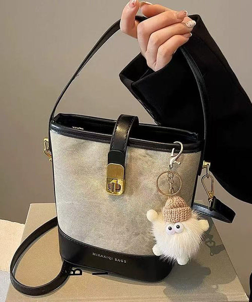 Black Bucket Bag New 2025 White Faux Versatile Leather Fashion FashionChic