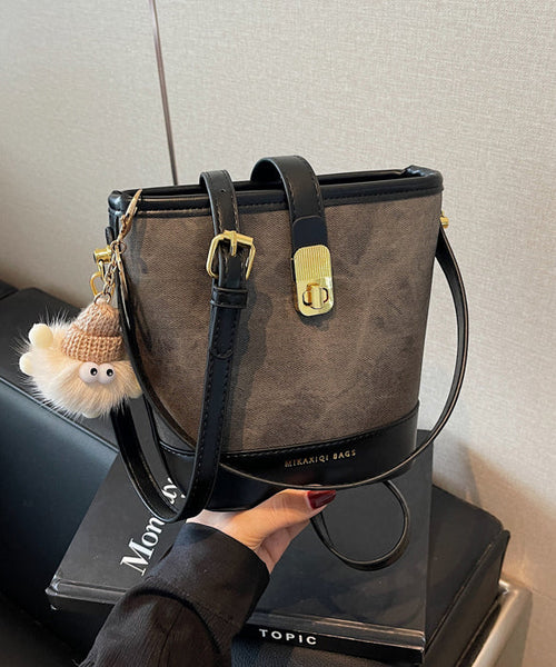 Black Bucket Bag New 2025 White Faux Versatile Leather Fashion FashionChic