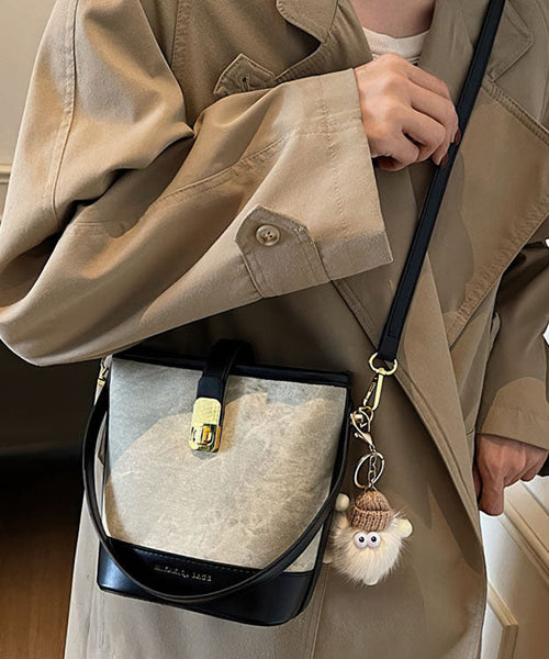 Black Bucket Bag New 2025 White Faux Versatile Leather Fashion FashionChic