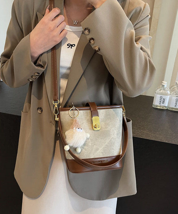 Black Bucket Bag New 2025 White Faux Versatile Leather Fashion FashionChic