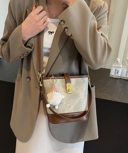 Black Bucket Bag New 2025 White Faux Versatile Leather Fashion FashionChic