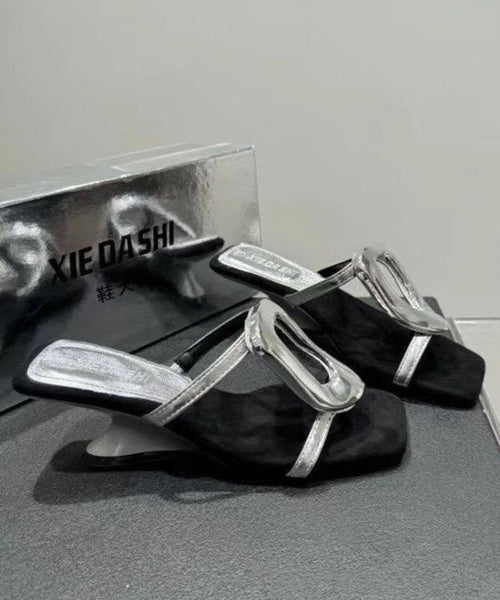 Wedge Gold Slide French Heel 2025 Style Sandals New FashionChic